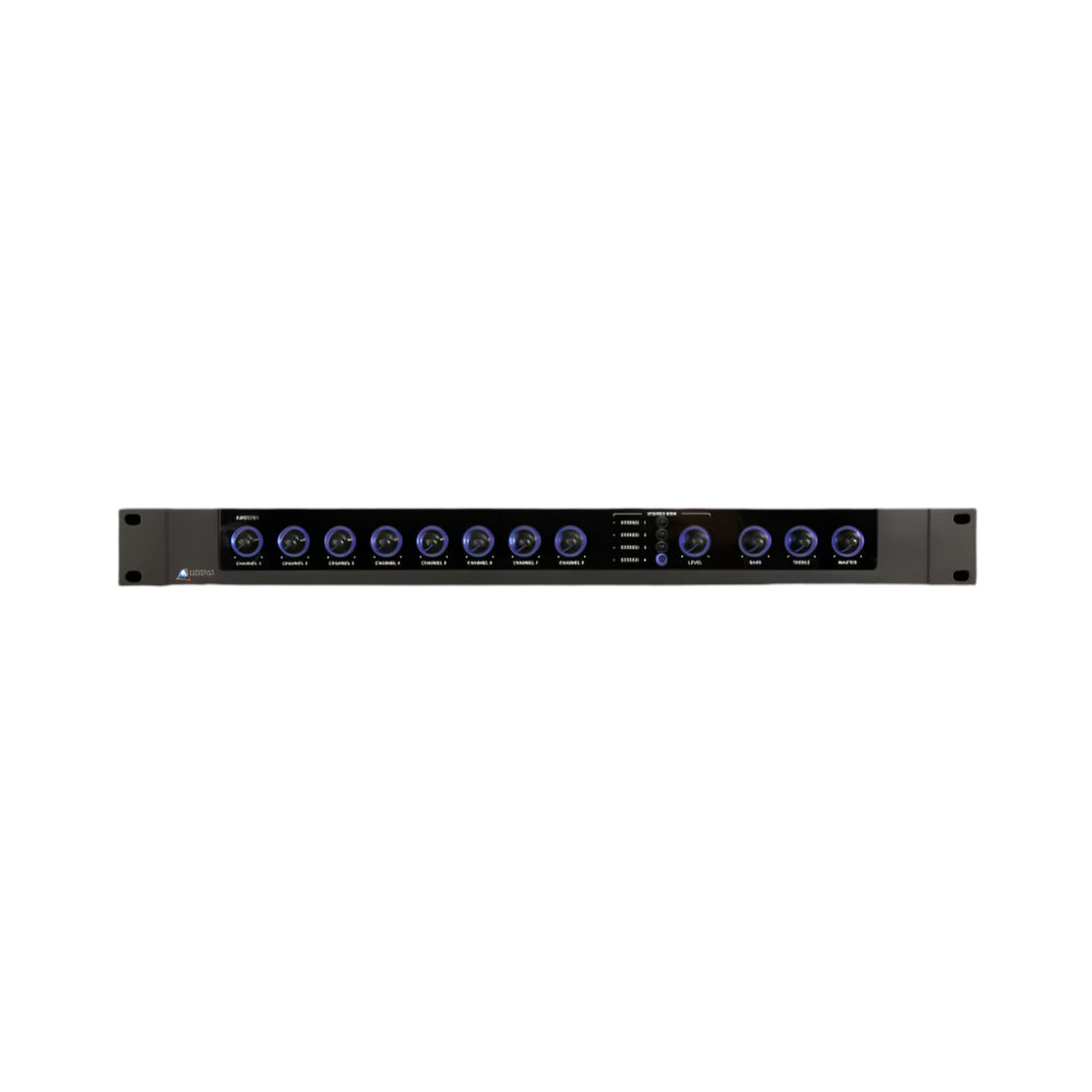 Black electronic device with blue lights on a black background