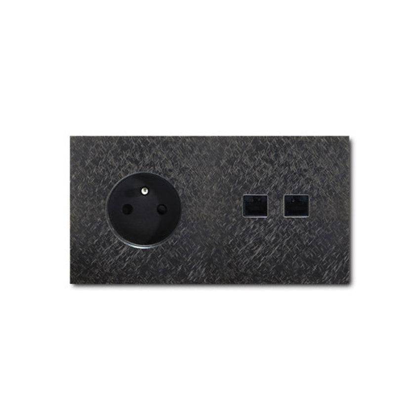 Power RJ45 outlet - fer forgé gunmetal - 2-gang - Qoratech