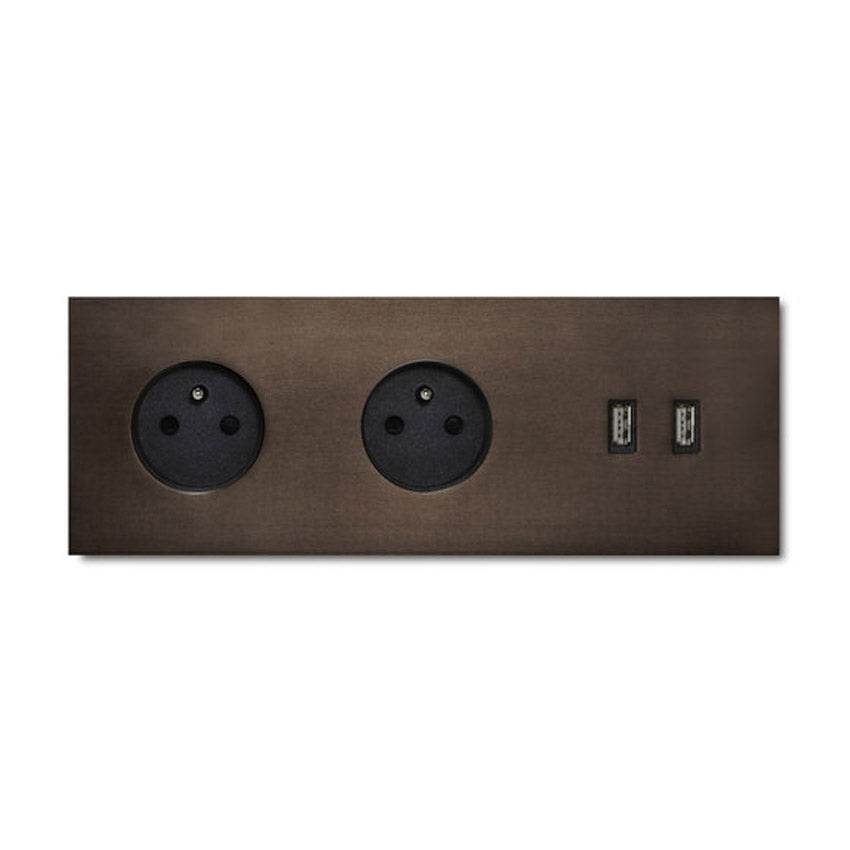 Power USB outlet - bronze - 3-gang - Qoratech