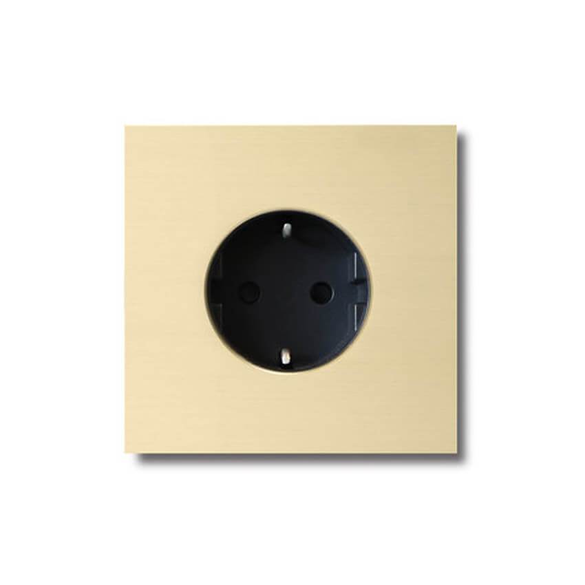 Power outlet - brushed brass - 1-gang - Qoratech