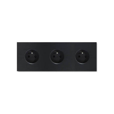 Power outlet - brushed black - 3-gang - Qoratech