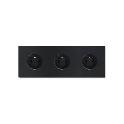 Power outlet - brushed black - 3-gang