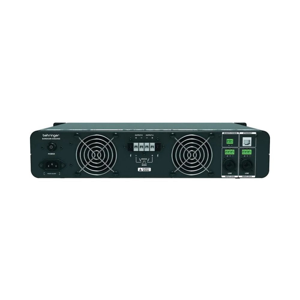 Behringer power amplifier on a white background