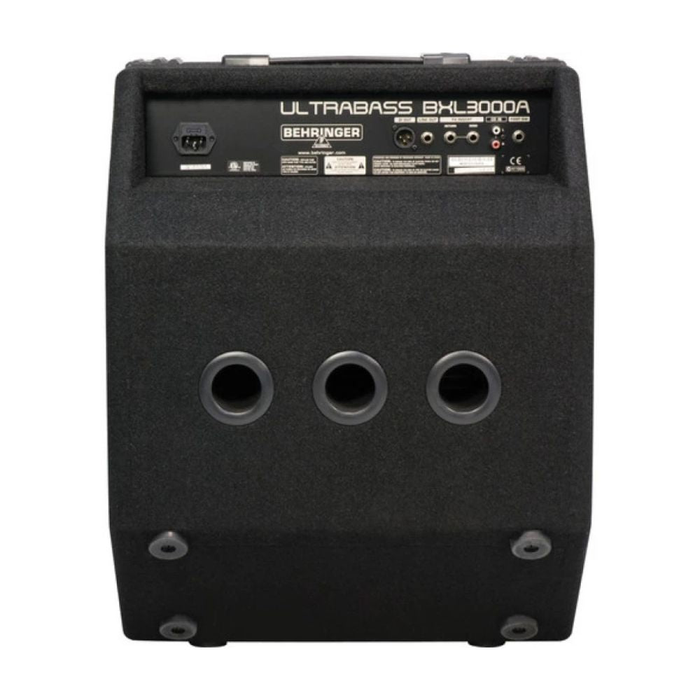 Back view of a Behringer Ultrabass BXL3000A speaker cabinet on a white background