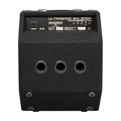 Back view of a Behringer Ultrabass BXL3000A speaker cabinet on a white background