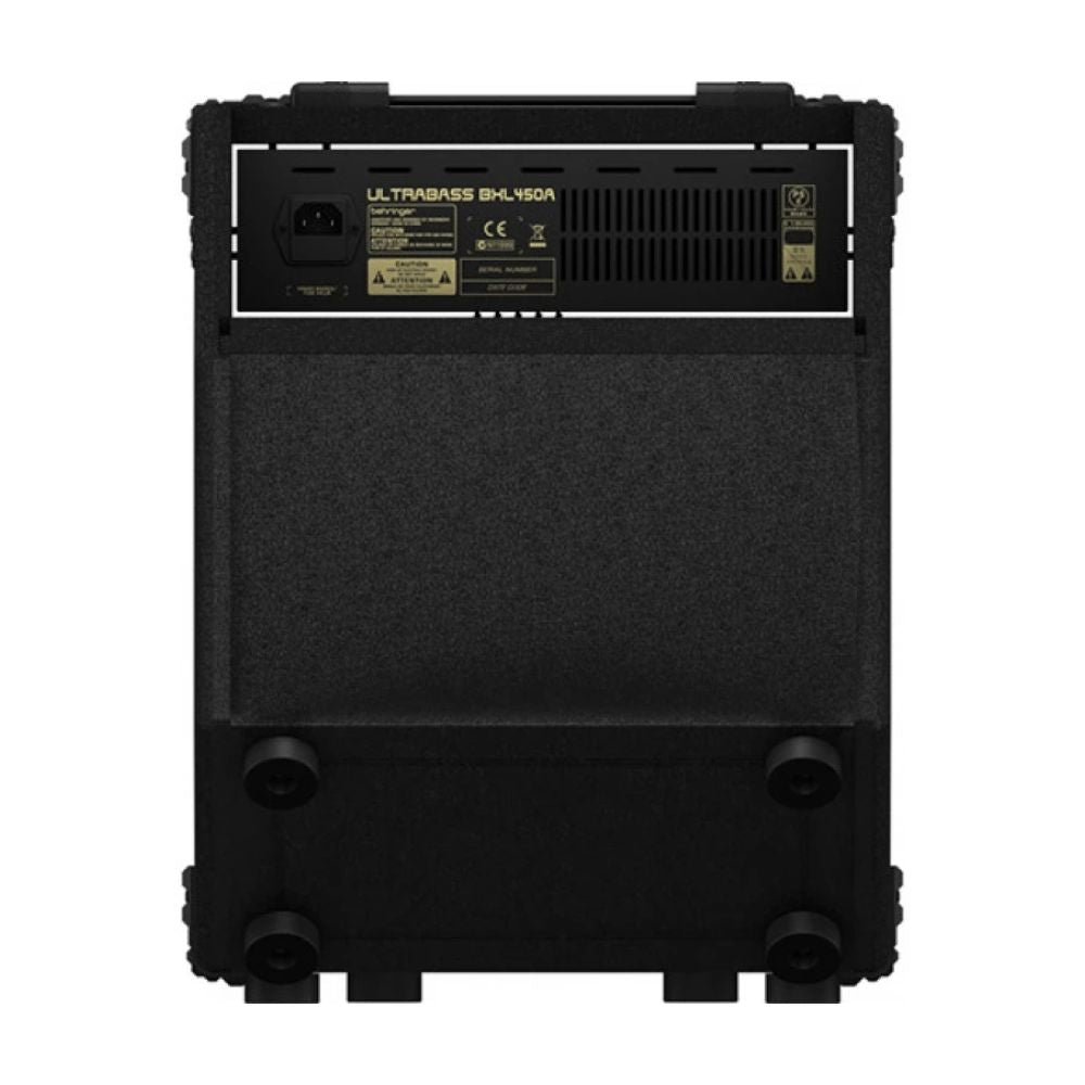 Black speaker with brand logo on a white background