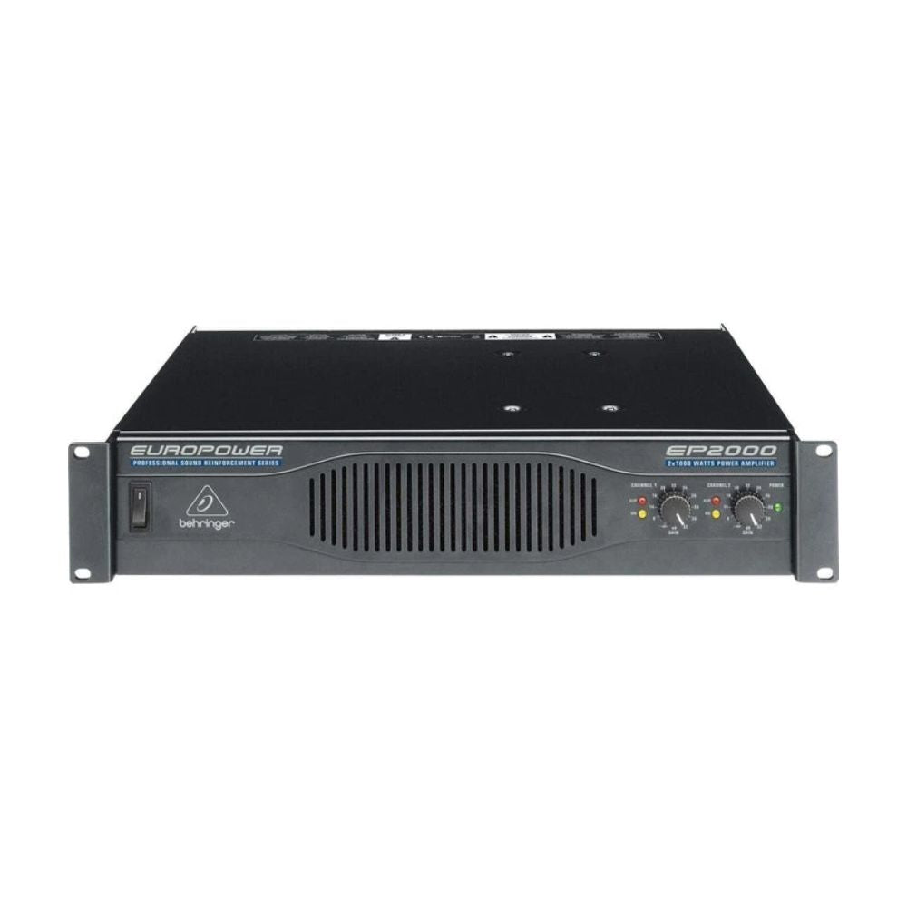 Audio power amplifier with 'Europower' and 'Behringer' branding on a white background