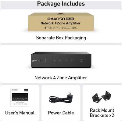 Arylic HA400 4-Zone Multiroom Network Amplifier with AirPlay 2 - Qoratech