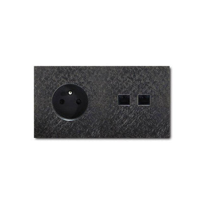 Power RJ45 outlet - fer forgé gunmetal - 2-gang - Qoratech