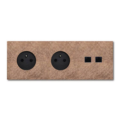 Power RJ45 outlet - fer forgé rosé - 3-gang - Qoratech