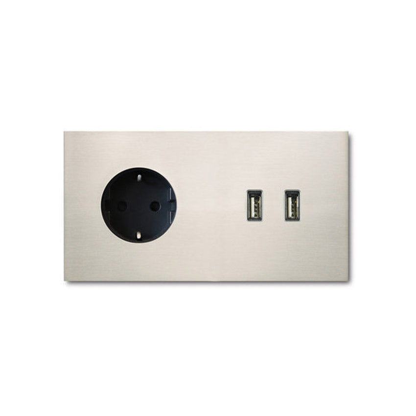 Power USB outlet - brushed nickel - 2-gang